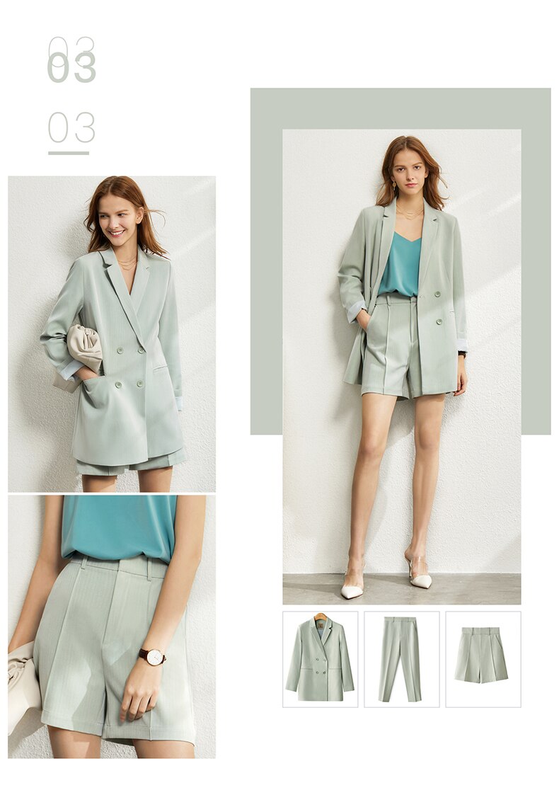 Amii Minimalism Spring Suit Female Offical Lady Blazer Women,Lace Vneck Tanks,High Waist Women's pants Female Shorts 12060909