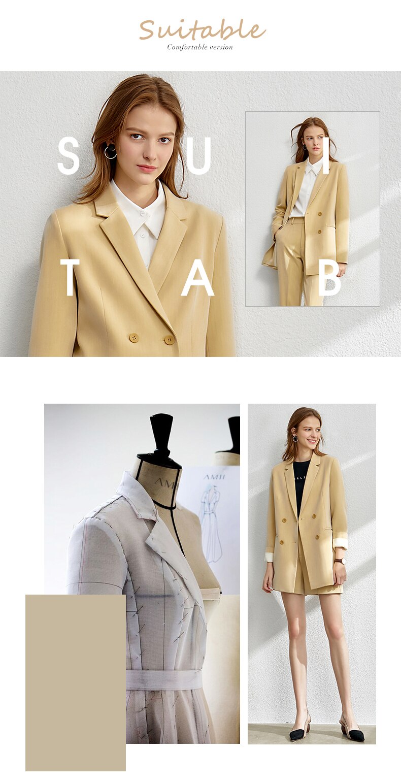 Amii Minimalism Spring Suit Female Offical Lady Blazer Women,Lace Vneck Tanks,High Waist Women's pants Female Shorts 12060909