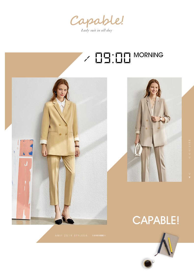 Amii Minimalism Spring Suit Female Offical Lady Blazer Women,Lace Vneck Tanks,High Waist Women's pants Female Shorts 12060909