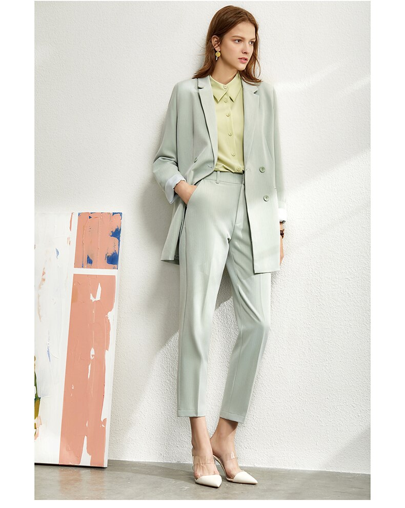 Amii Minimalism Spring Suit Female Offical Lady Blazer Women,Lace Vneck Tanks,High Waist Women's pants Female Shorts 12060909