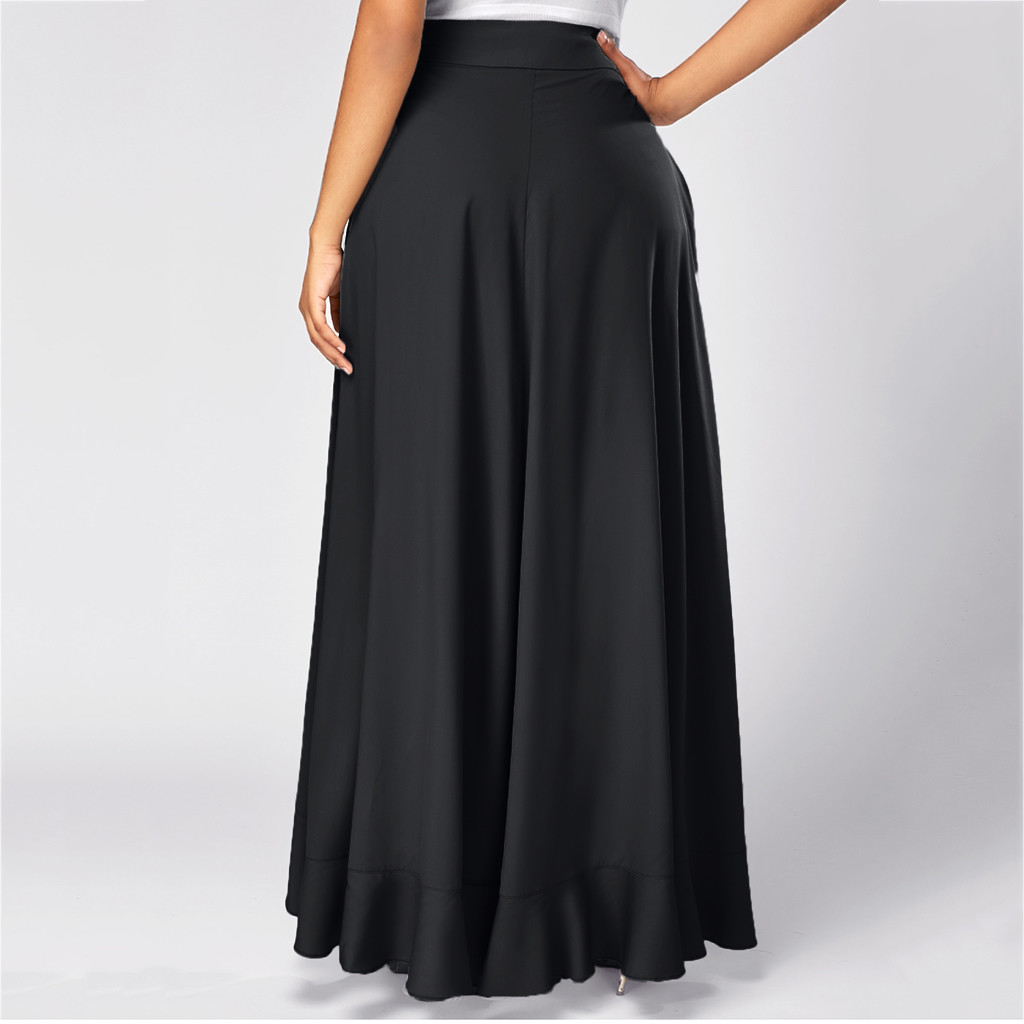 Women Ruffle Palazzo Pants High Waist Causal Drawstring Trouser Elegant Irregular Hem Pant Summer Loose Solid Female Pant Skirt