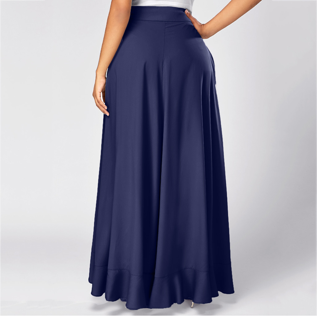 Women Ruffle Palazzo Pants High Waist Causal Drawstring Trouser Elegant Irregular Hem Pant Summer Loose Solid Female Pant Skirt