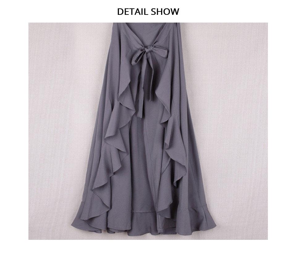 Women Ruffle Palazzo Pants High Waist Causal Drawstring Trouser Elegant Irregular Hem Pant Summer Loose Solid Female Pant Skirt