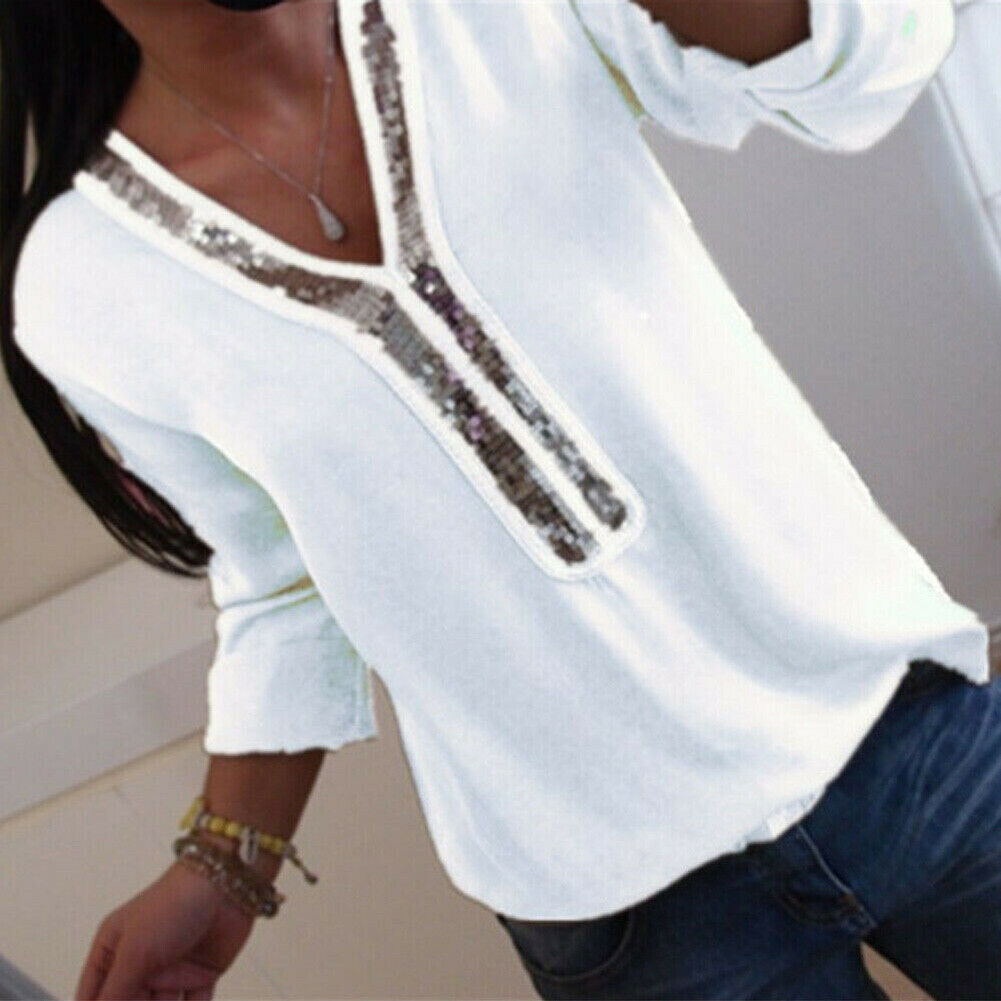 Hirigin Fashion Women Ladies Long Sleeve Loose Blouse Summer V-Neck Casual Shirts Tops Clothing Sequined Casual Soft Clothes Hirigin Fashion Women Ladies Long Sleeve Loose Blouse Summer V-Neck Casual Shirts Tops Clothing Sequined Casual Soft Clothes