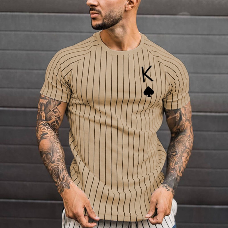 T Shirt for Men Stripped Tshirt Summer Men Clothing Streetwear Round Neck Shirt Fashion Poker Print Short Sleeve T-shirts Tops T Shirt for Men Stripped Tshirt Summer Men Clothing Streetwear Round Neck Shirt Fashion Poker Print Short Sleeve T-shirts Tops