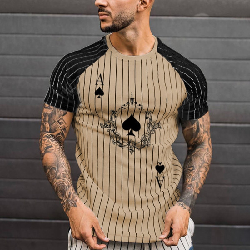 T Shirt for Men Stripped Tshirt Summer Men Clothing Streetwear Round Neck Shirt Fashion Poker Print Short Sleeve T-shirts Tops T Shirt for Men Stripped Tshirt Summer Men Clothing Streetwear Round Neck Shirt Fashion Poker Print Short Sleeve T-shirts Tops