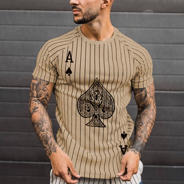 T Shirt for Men Stripped Tshirt Summer Men Clothing Streetwear Round Neck Shirt Fashion Poker Print Short Sleeve T-shirts Tops T Shirt for Men Stripped Tshirt Summer Men Clothing Streetwear Round Neck Shirt Fashion Poker Print Short Sleeve T-shirts Tops
