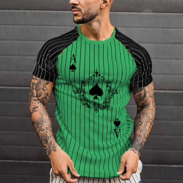 T Shirt for Men Stripped Tshirt Summer Men Clothing Streetwear Round Neck Shirt Fashion Poker Print Short Sleeve T-shirts Tops T Shirt for Men Stripped Tshirt Summer Men Clothing Streetwear Round Neck Shirt Fashion Poker Print Short Sleeve T-shirts Tops