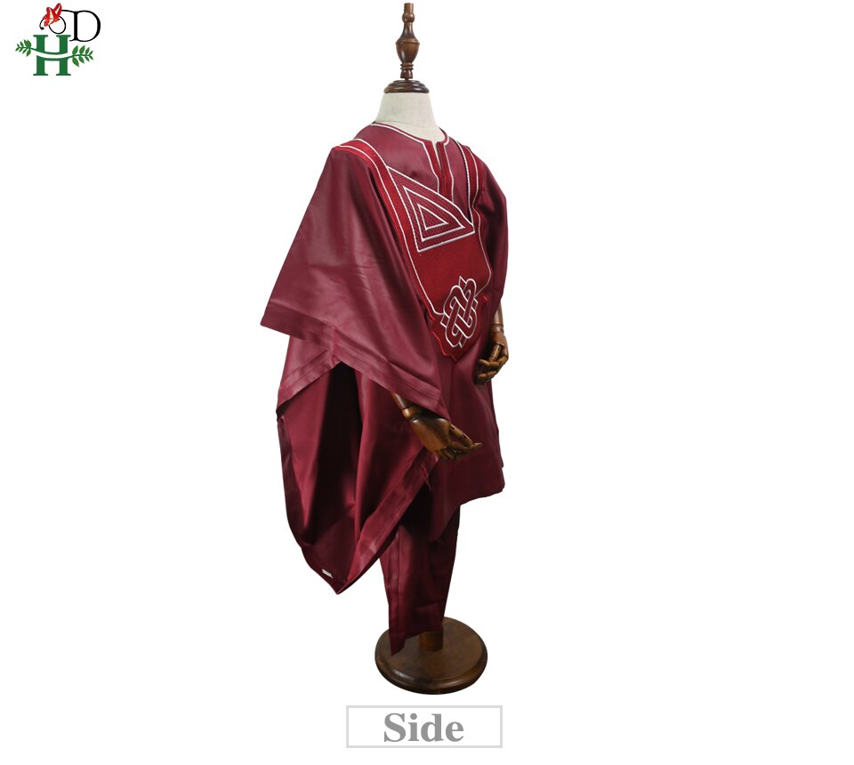 H&D No Cap African Children Clothes Dashiki Shirt Pant 3 Pieces Set Son Boy Suits 2021 South Africa Kids Red Clothing TZ3062 H&D No Cap African Children Clothes Dashiki Shirt Pant 3 Pieces Set Son Boy Suits 2021 South Africa Kids Red Clothing TZ3062