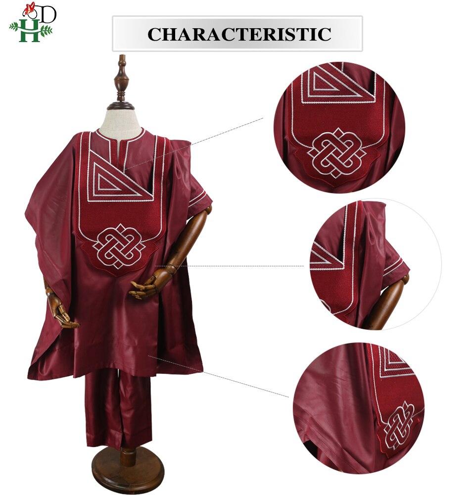 H&D No Cap African Children Clothes Dashiki Shirt Pant 3 Pieces Set Son Boy Suits 2021 South Africa Kids Red Clothing TZ3062 H&D No Cap African Children Clothes Dashiki Shirt Pant 3 Pieces Set Son Boy Suits 2021 South Africa Kids Red Clothing TZ3062