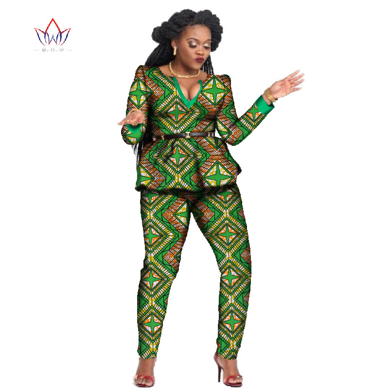 2 Piece Sets African Sets For Women New Africa Print Bazin Baggy Long Pants Work Style Dashiki Famous Suit Lady Outfits WY797 2 Piece Sets African Sets For Women New Africa Print Bazin Baggy Long Pants Work Style Dashiki Famous Suit Lady Outfits WY797