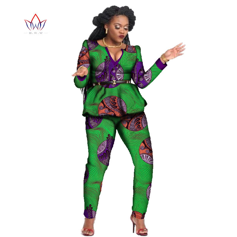 2 Piece Sets African Sets For Women New Africa Print Bazin Baggy Long Pants Work Style Dashiki Famous Suit Lady Outfits WY797 2 Piece Sets African Sets For Women New Africa Print Bazin Baggy Long Pants Work Style Dashiki Famous Suit Lady Outfits WY797