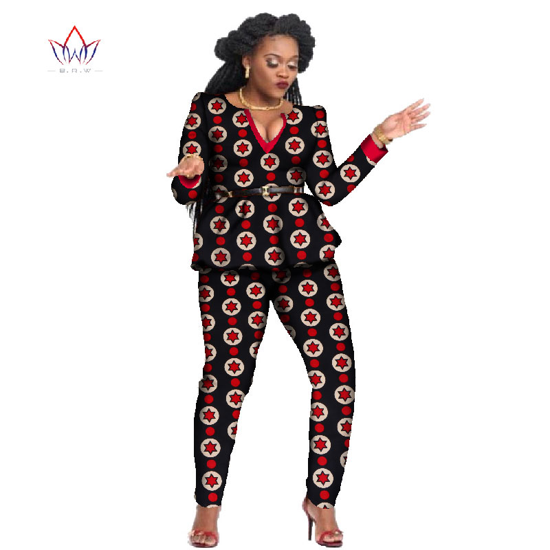 2 Piece Sets African Sets For Women New Africa Print Bazin Baggy Long Pants Work Style Dashiki Famous Suit Lady Outfits WY797 2 Piece Sets African Sets For Women New Africa Print Bazin Baggy Long Pants Work Style Dashiki Famous Suit Lady Outfits WY797