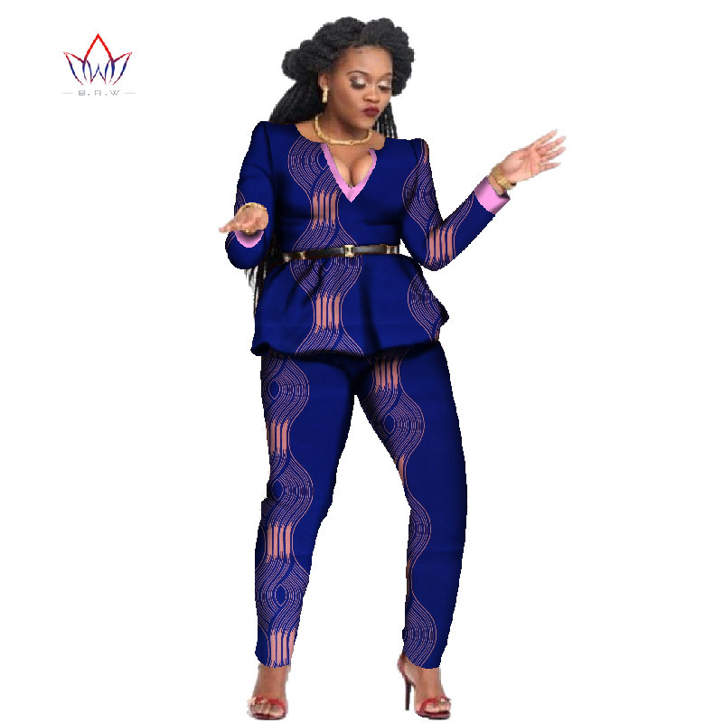 2 Piece Sets African Sets For Women New Africa Print Bazin Baggy Long Pants Work Style Dashiki Famous Suit Lady Outfits WY797 2 Piece Sets African Sets For Women New Africa Print Bazin Baggy Long Pants Work Style Dashiki Famous Suit Lady Outfits WY797