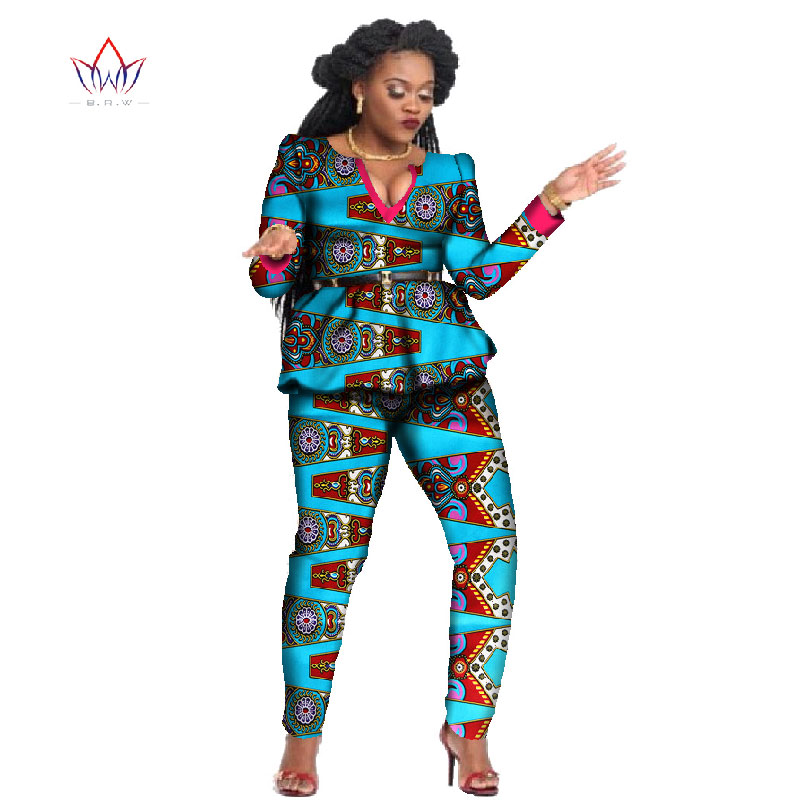 2 Piece Sets African Sets For Women New Africa Print Bazin Baggy Long Pants Work Style Dashiki Famous Suit Lady Outfits WY797 2 Piece Sets African Sets For Women New Africa Print Bazin Baggy Long Pants Work Style Dashiki Famous Suit Lady Outfits WY797