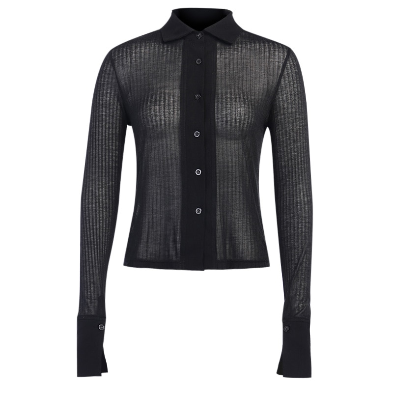 InstaHot Sexy Mesh Shirts Long Sleeve Transparent Turn Down Collar Solid Casual Streetwear Summer Office Lady Blouse Female Top InstaHot Sexy Mesh Shirts Long Sleeve Transparent Turn Down Collar Solid Casual Streetwear Summer Office Lady Blouse Female Top