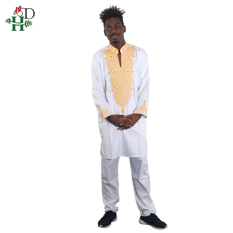 H&D 2021 Mens Clothes African Clothing For Men Women Couple Dress White Robes Dashiki Embroidery Kids Boy Family Clothes 3033