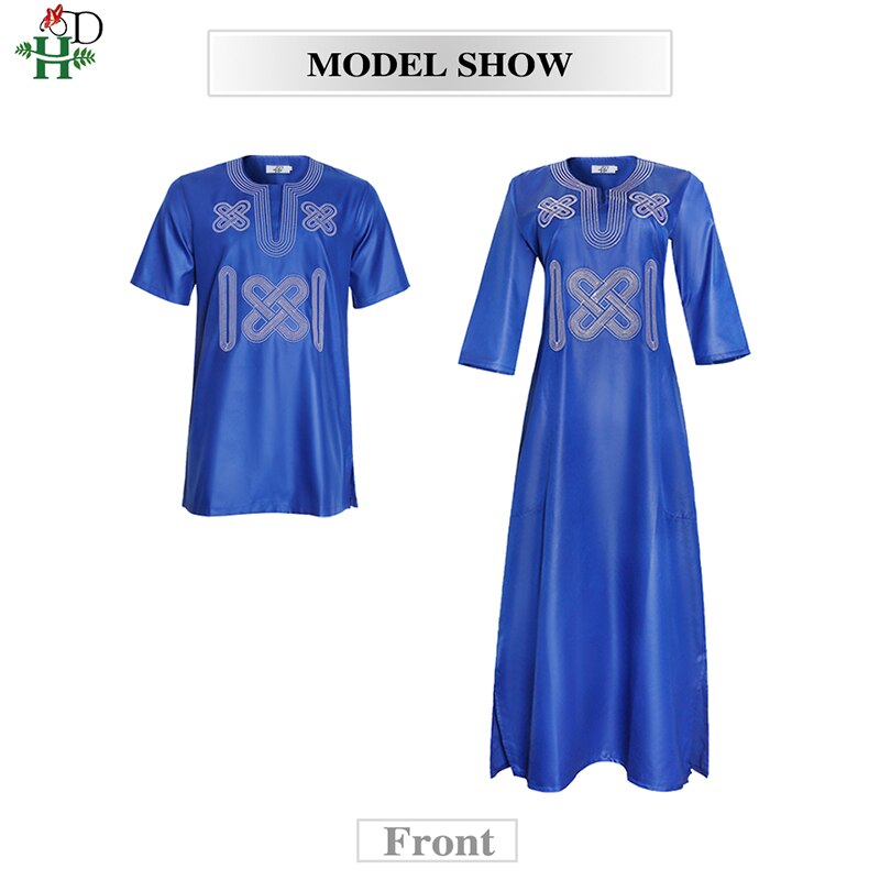 H&D 2021 Fashion Couple Clothes African Dress For Women Embroidery Dashiki Men Shirt Short Sleeve Tops Wedding Party Outfit Robe H&D 2021 Fashion Couple Clothes African Dress For Women Embroidery Dashiki Men Shirt Short Sleeve Tops Wedding Party Outfit Robe