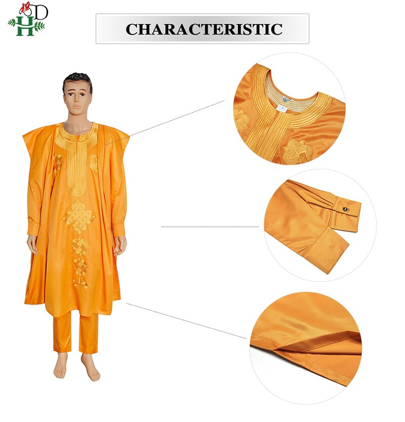 H&D 2021 New African Mens Clothing Agbada Outfit Kaftan Wear 3 Pieces Set for Man Long Sleeves Shirt Ankara Pant Boubou Suit H&D 2021 New African Mens Clothing Agbada Outfit Kaftan Wear 3 Pieces Set for Man Long Sleeves Shirt Ankara Pant Boubou Suit