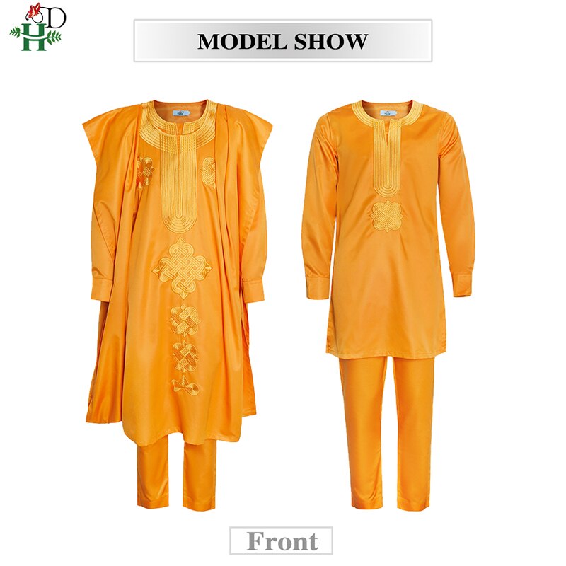 H&D 2021 New African Mens Clothing Agbada Outfit Kaftan Wear 3 Pieces Set for Man Long Sleeves Shirt Ankara Pant Boubou Suit H&D 2021 New African Mens Clothing Agbada Outfit Kaftan Wear 3 Pieces Set for Man Long Sleeves Shirt Ankara Pant Boubou Suit