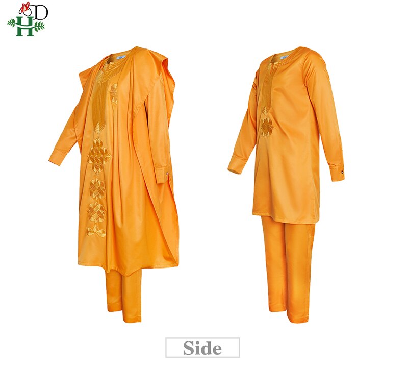 H&D 2021 New African Mens Clothing Agbada Outfit Kaftan Wear 3 Pieces Set for Man Long Sleeves Shirt Ankara Pant Boubou Suit H&D 2021 New African Mens Clothing Agbada Outfit Kaftan Wear 3 Pieces Set for Man Long Sleeves Shirt Ankara Pant Boubou Suit