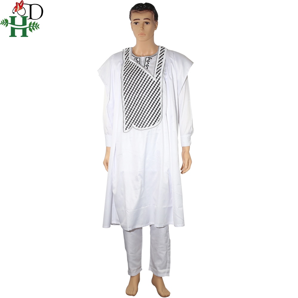 H&D No Cap African Clothes Men Dashiki Father Son Boy Kids Suits Shirt Pant 3 Pieces Set Embroidery White African Mens Clothing H&D No Cap African Clothes Men Dashiki Father Son Boy Kids Suits Shirt Pant 3 Pieces Set Embroidery White African Mens Clothing