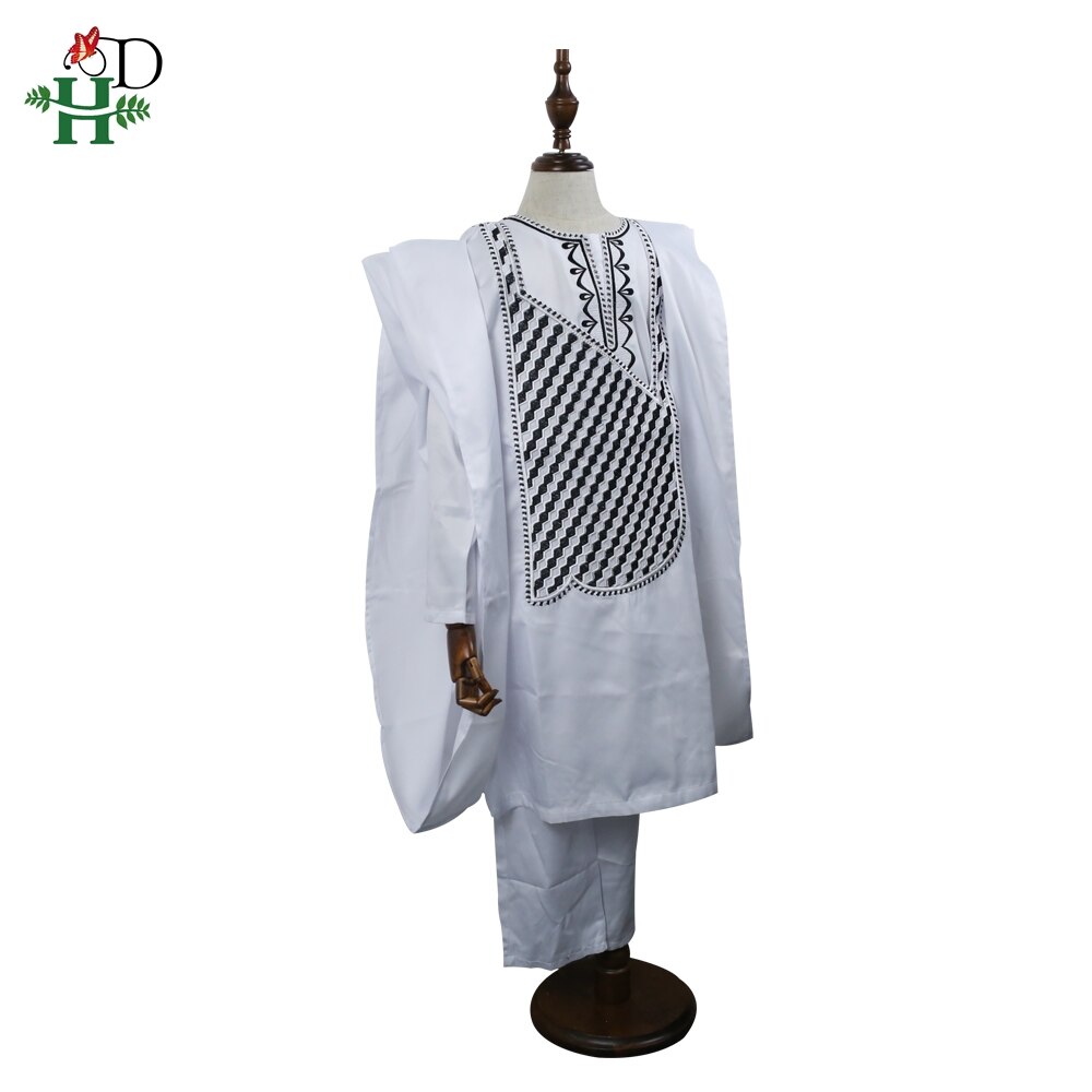 H&D No Cap African Clothes Men Dashiki Father Son Boy Kids Suits Shirt Pant 3 Pieces Set Embroidery White African Mens Clothing H&D No Cap African Clothes Men Dashiki Father Son Boy Kids Suits Shirt Pant 3 Pieces Set Embroidery White African Mens Clothing