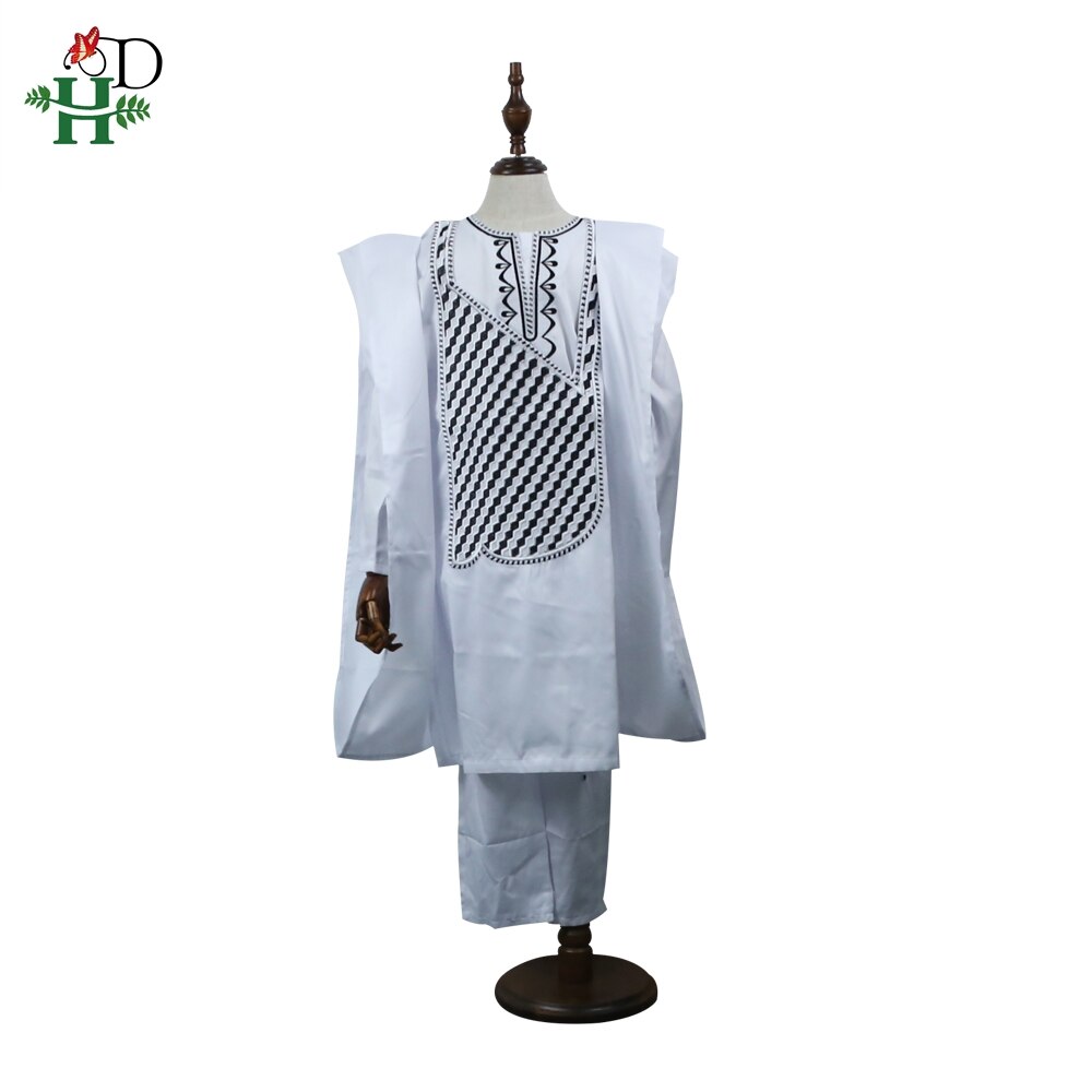 H&D No Cap African Clothes Men Dashiki Father Son Boy Kids Suits Shirt Pant 3 Pieces Set Embroidery White African Mens Clothing H&D No Cap African Clothes Men Dashiki Father Son Boy Kids Suits Shirt Pant 3 Pieces Set Embroidery White African Mens Clothing