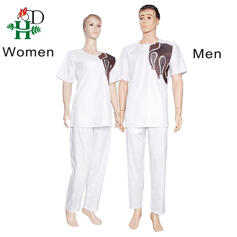 H&D African Couples Clothing Dashiki Shirt Pants Women 2 pieces Suit Men Agbada T-shirt Traditional Embroidery Robe Africaine H&D African Couples Clothing Dashiki Shirt Pants Women 2 pieces Suit Men Agbada T-shirt Traditional Embroidery Robe Africaine