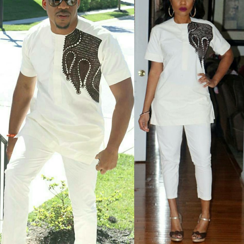 H&D African Couples Clothing Dashiki Shirt Pants Women 2 pieces Suit Men Agbada T-shirt Traditional Embroidery Robe Africaine H&D African Couples Clothing Dashiki Shirt Pants Women 2 pieces Suit Men Agbada T-shirt Traditional Embroidery Robe Africaine