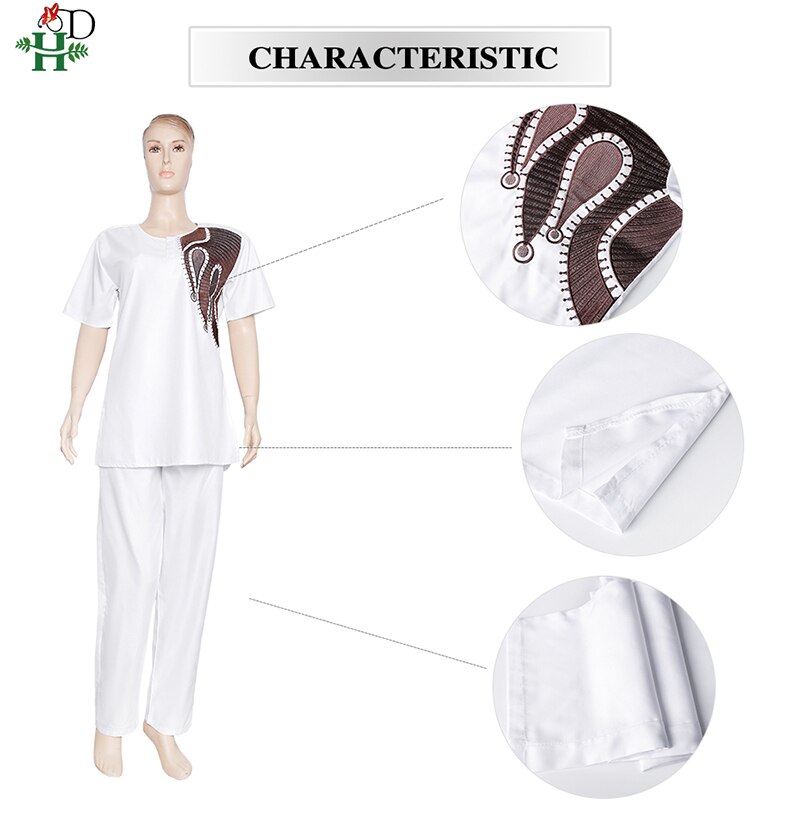 H&D African Couples Clothing Dashiki Shirt Pants Women 2 pieces Suit Men Agbada T-shirt Traditional Embroidery Robe Africaine H&D African Couples Clothing Dashiki Shirt Pants Women 2 pieces Suit Men Agbada T-shirt Traditional Embroidery Robe Africaine