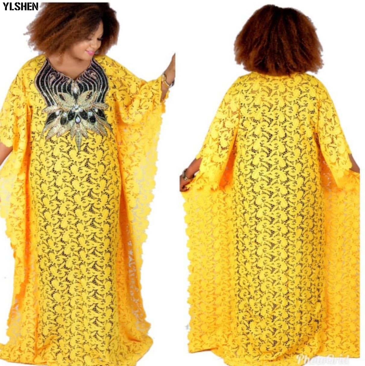 Plus Size Long African dresses for women Dashiki fashion Water-soluble lace loose skirt with beaded embroidery boubou africain Plus Size Long African dresses for women Dashiki fashion Water-soluble lace loose skirt with beaded embroidery boubou africain