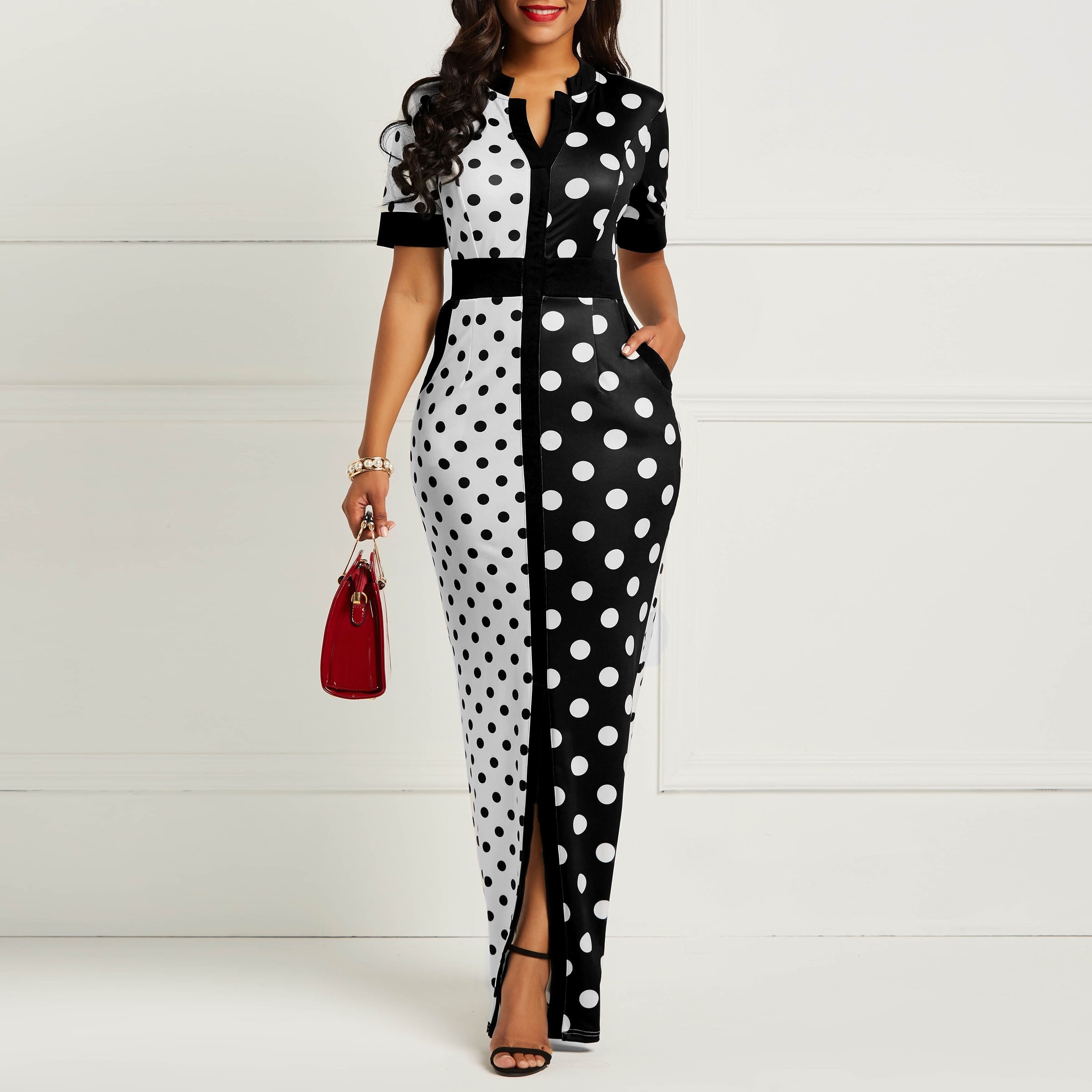 African Dresses for Women Dashiki Polka Dot African Clothes Plus Size Summer White Black Printed Retro Bodycon Long Africa Dress African Dresses for Women Dashiki Polka Dot African Clothes Plus Size Summer White Black Printed Retro Bodycon Long Africa Dress