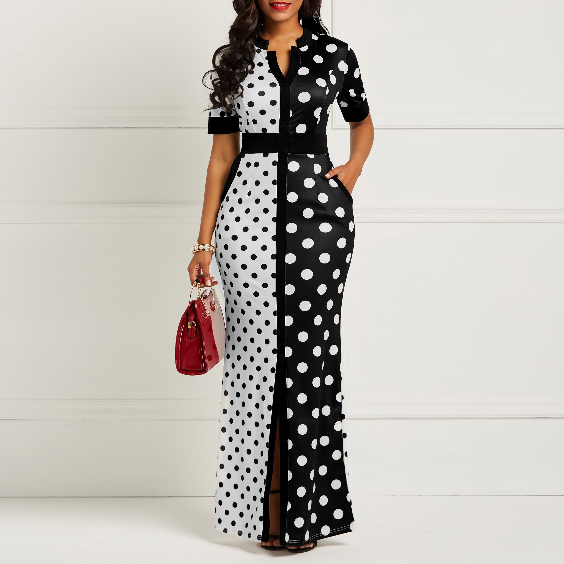 African Dresses for Women Dashiki Polka Dot African Clothes Plus Size Summer White Black Printed Retro Bodycon Long Africa Dress African Dresses for Women Dashiki Polka Dot African Clothes Plus Size Summer White Black Printed Retro Bodycon Long Africa Dress