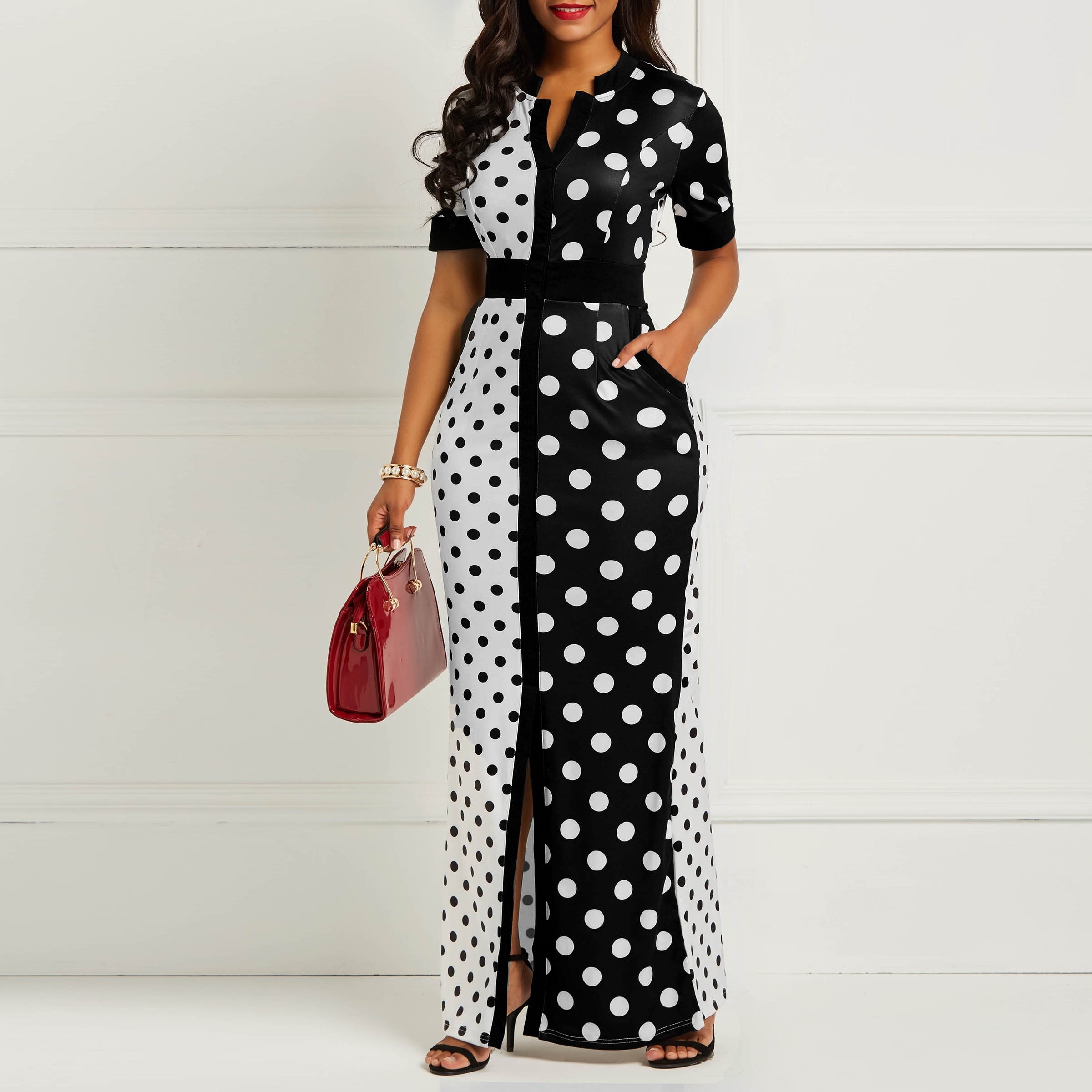 African Dresses for Women Dashiki Polka Dot African Clothes Plus Size Summer White Black Printed Retro Bodycon Long Africa Dress African Dresses for Women Dashiki Polka Dot African Clothes Plus Size Summer White Black Printed Retro Bodycon Long Africa Dress