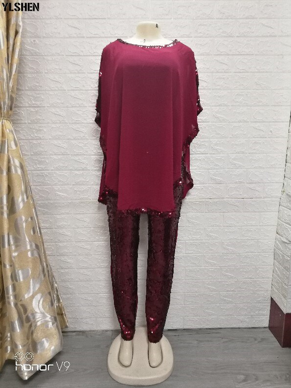 African Dresses for Women 3 Piece Set Dashiki Sequined Top Pants African Clothes Bazin Broder Riche Fashion Robe Africaine Femme African Dresses for Women 3 Piece Set Dashiki Sequined Top Pants African Clothes Bazin Broder Riche Fashion Robe Africaine Femme