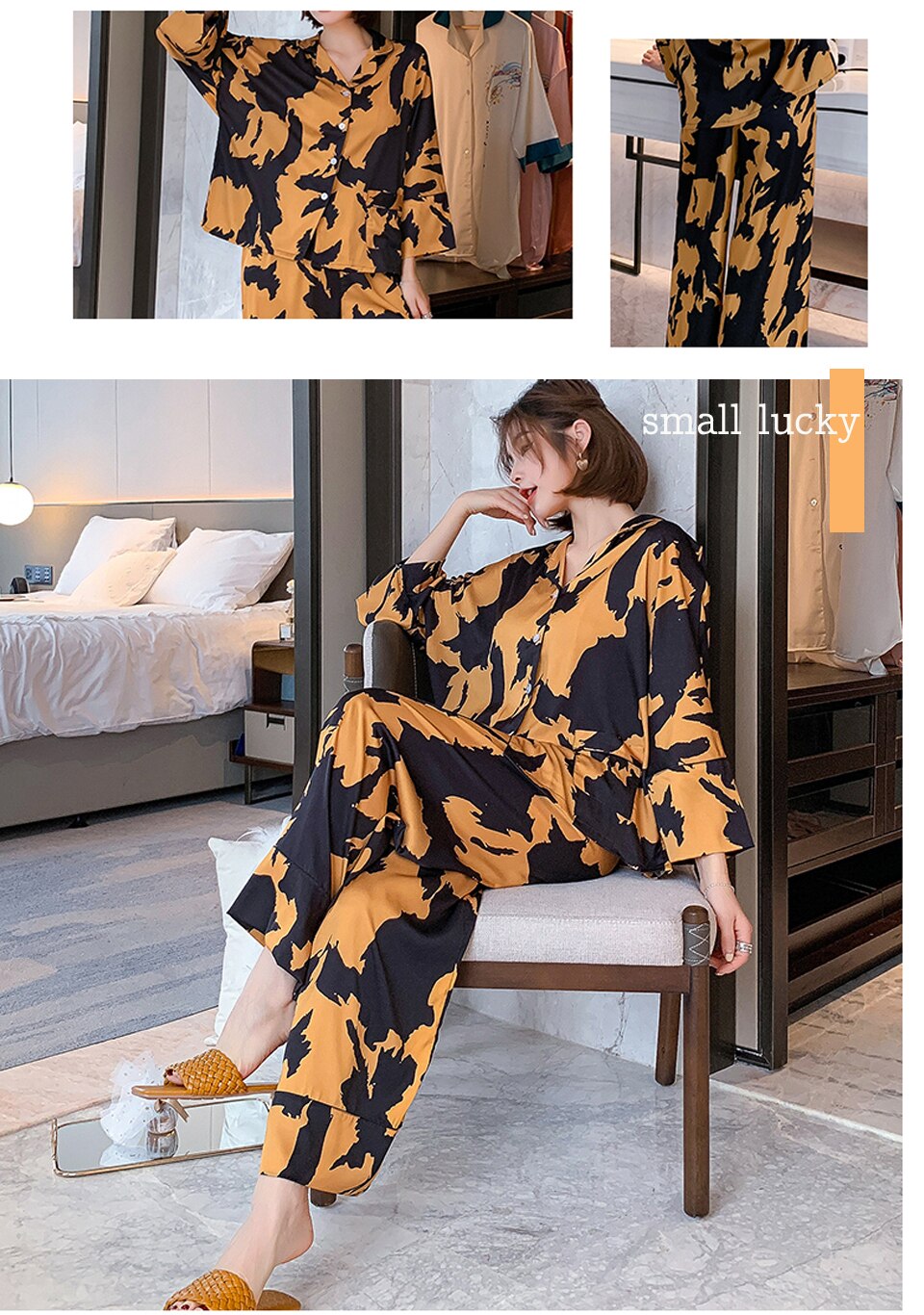 2021 New pyjamas loungewear Sleepwear silk Women's home clothes two piece sets nighty for ladies Long Sleeve Sleeping Shirt 2021 New pyjamas loungewear Sleepwear silk Women's home clothes two piece sets nighty for ladies Long Sleeve Sleeping Shirt