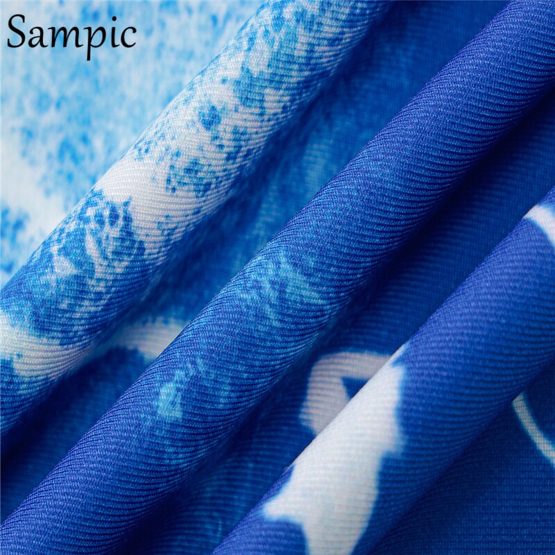 Sampic Y2K Tie Dye Blue Sexy Women Backless O Neck Long Bodycon Summer Party Dress Ruched Sleeveless Casual Hollow Out Dresses