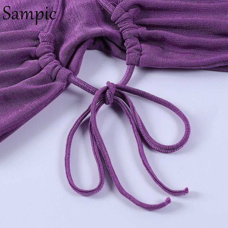 Sampic Sexy Women Casual Summer Beach Split Midi Skirt Set Halter Tops And Bodycon Club Skirt Suit Two Piece Set Outfits