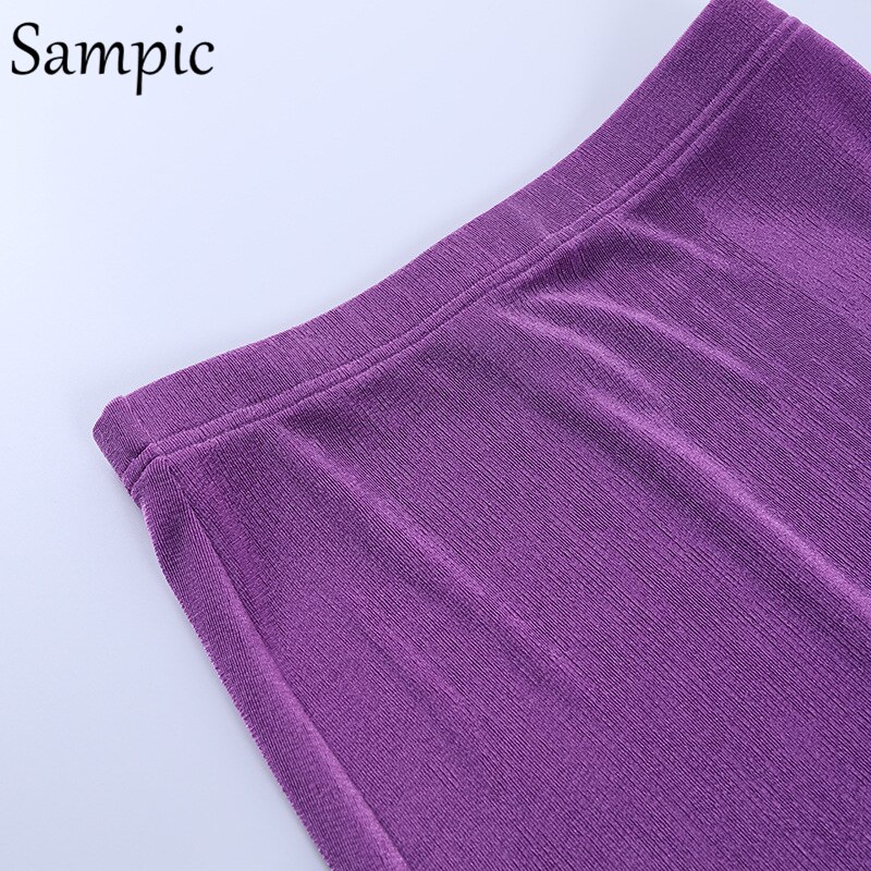 Sampic Sexy Women Casual Summer Beach Split Midi Skirt Set Halter Tops And Bodycon Club Skirt Suit Two Piece Set Outfits